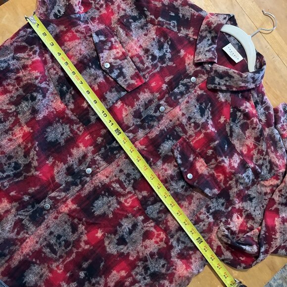 YoungLA Outlaw Flannel Shirt Sample Men's SZ Med Plaid Red/Black Sz XXL - Picture 6 of 12